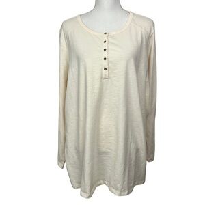 d & co. Essentials Women’s Pullover Top Sz 2X Cream Color Long Sleeves Stretch